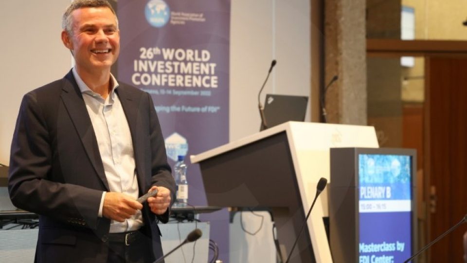 Andreas Dressler presenting at the World Investment Conference 2022